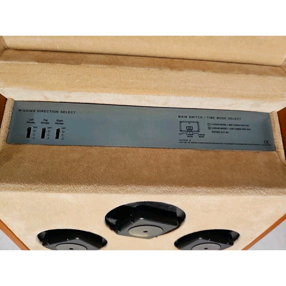 Alain LeBlanc Triple Automatic Watch Winder Leather Display Case Tested No Key
